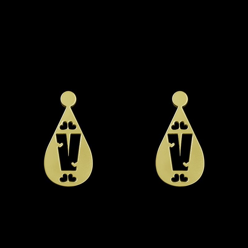 گوشواره طلا 18 عیار زنانه مدوپد مدل V حرف کد GA1-14819