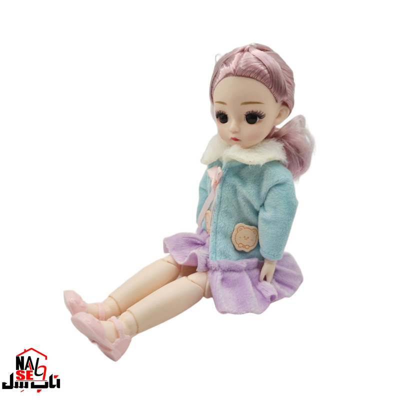عروسک ناب سل مدل دختر چشم تیله ای کد 0032 ارتفاع 30 سانتی متر