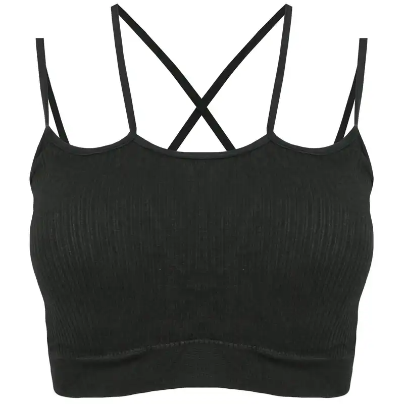 نیم تنه ورزشی زنانه ماییلدا مدل پددار بدون فنر کد 4483 رنگ خاکستری تیره