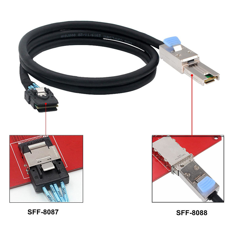 کابل تبدیل MINI SAS SFF-8087 به SFF-8088 اسمارطور مدل SM181 طول 1 متر 
