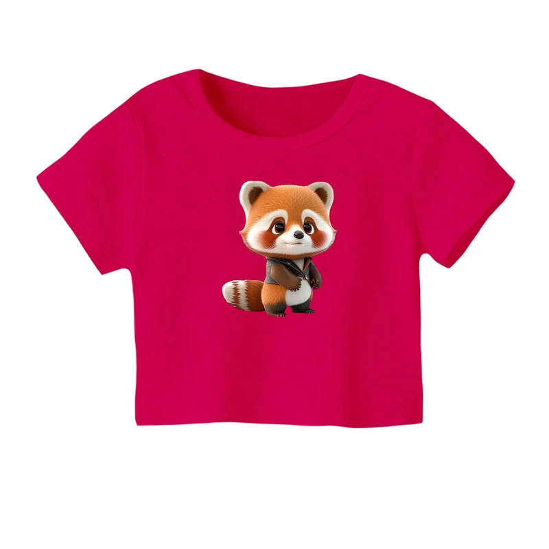 کراپ‌ تی‌شرت آستین کوتاه زنانه مدل روباه کد ۱