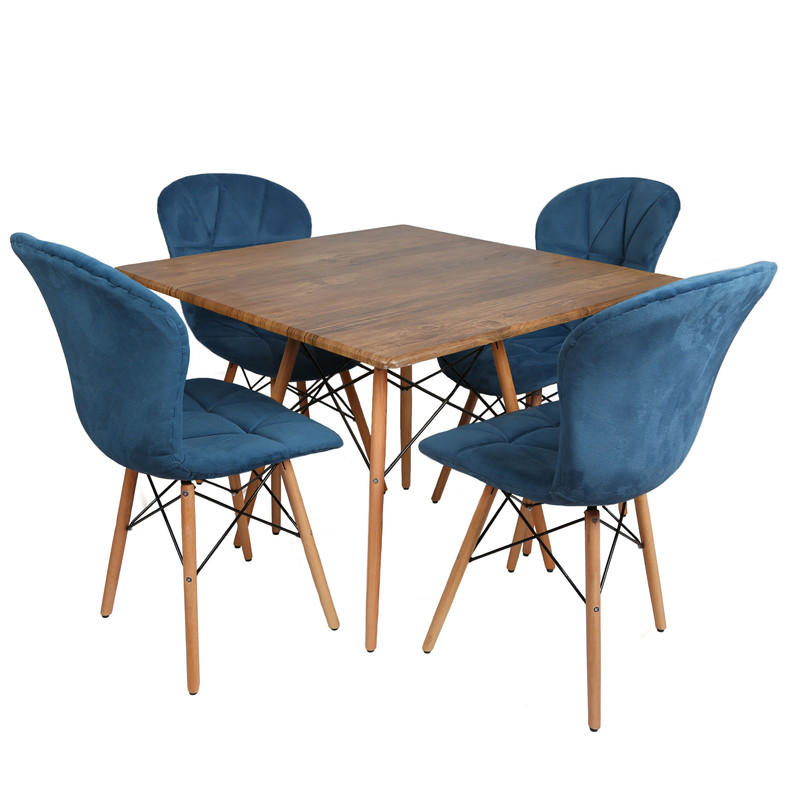 میز و صندلی ناهارخوری چهار نفره مدل ماهلین لمسه ای پایه ایفلی MCH