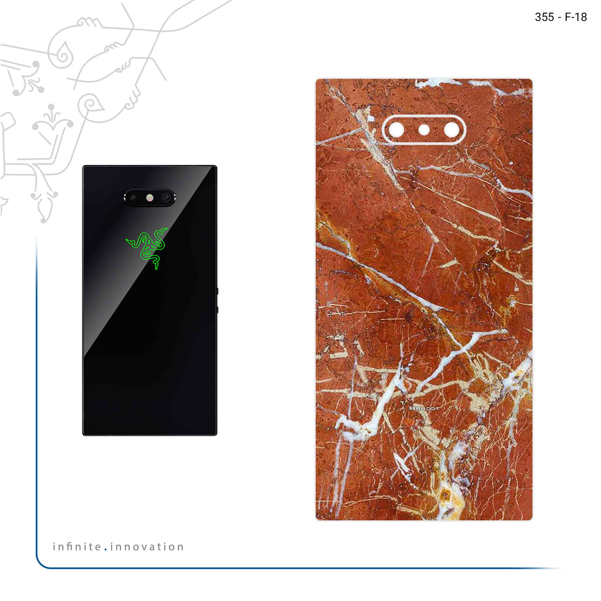 برچسب پوششی ماهوت مدل Red Marble مناسب برای گوشی موبایل ریزر Phone 2