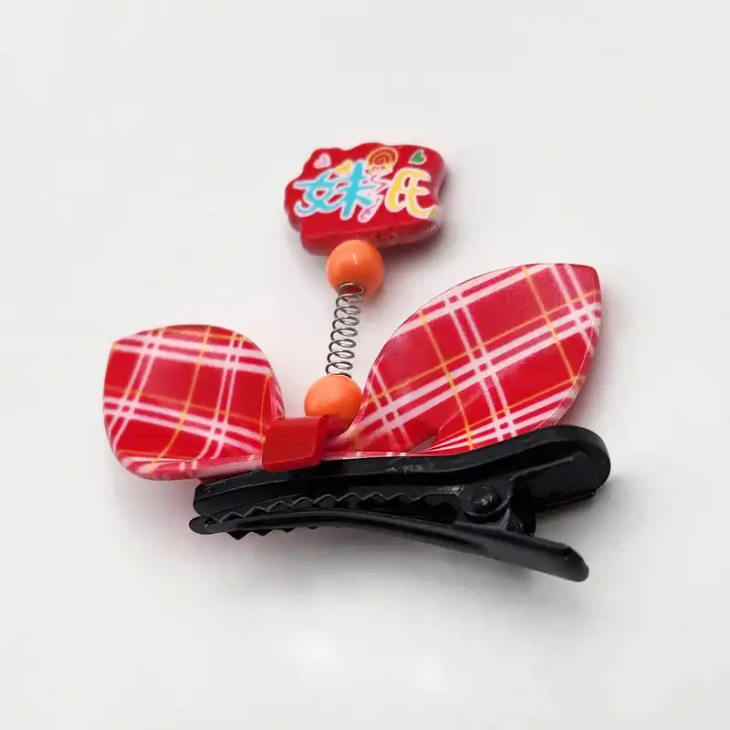 گیره مو دخترانه مدل پاپیون طرح چهارخانه کد SNG276