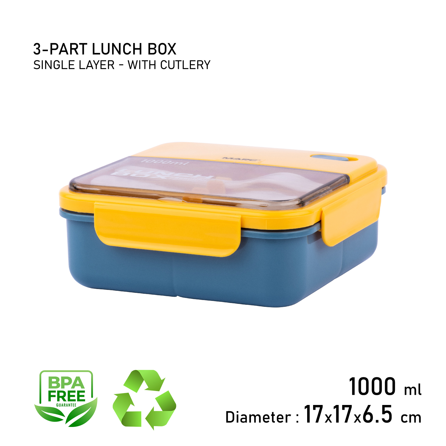 ظرف غذا مدل 3 خانه مربعی