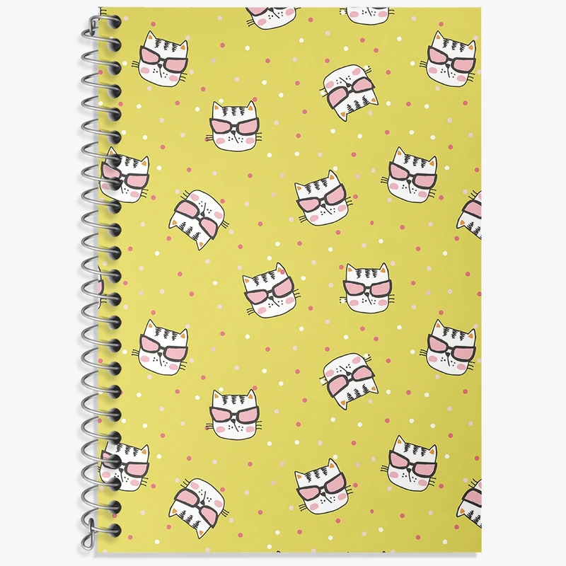 دفتر زبان 50 برگ خندالو مدل سه خط طرح گربه (Cat) کد N805