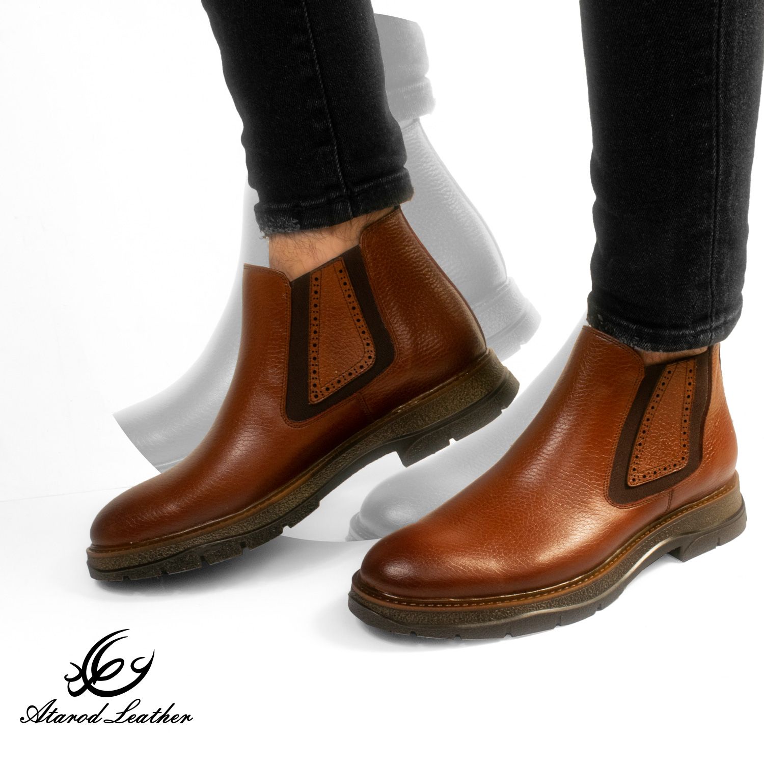 نیم بوت مردانه چرم عطارد مدل چرم طبیعی کد SH105 -  - 14
