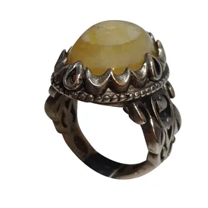 انگشتر نقره مردانه مدل عقیق سلیمانی هاله دار ASH213250