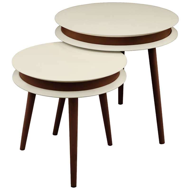 میز عسلی مدل T-733-ANGELICA-BR مجموعه 2 عددی