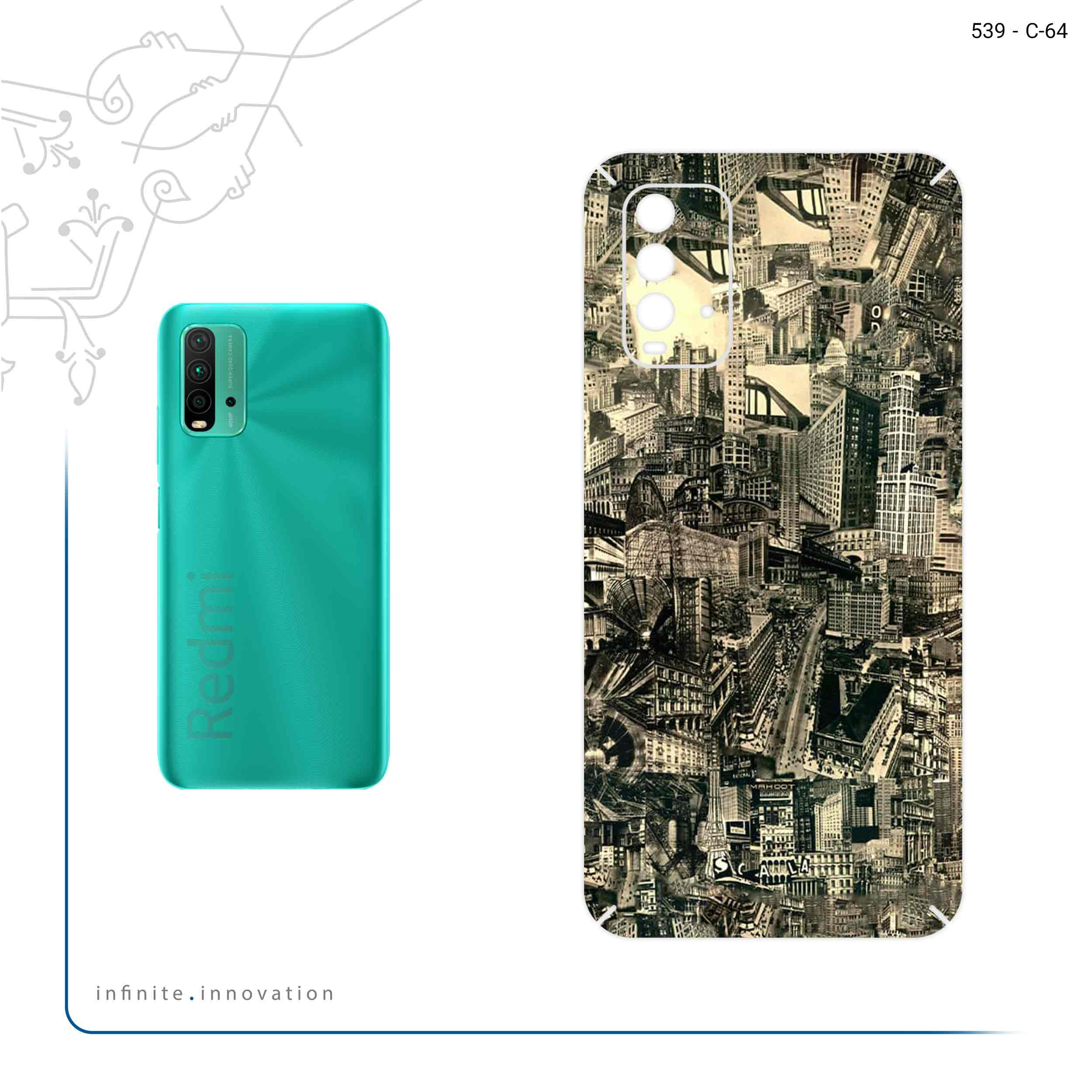 برچسب پوششی ماهوت مدل Collage of Skyscraper مناسب برای گوشی موبایل شیائومی Redmi 9T