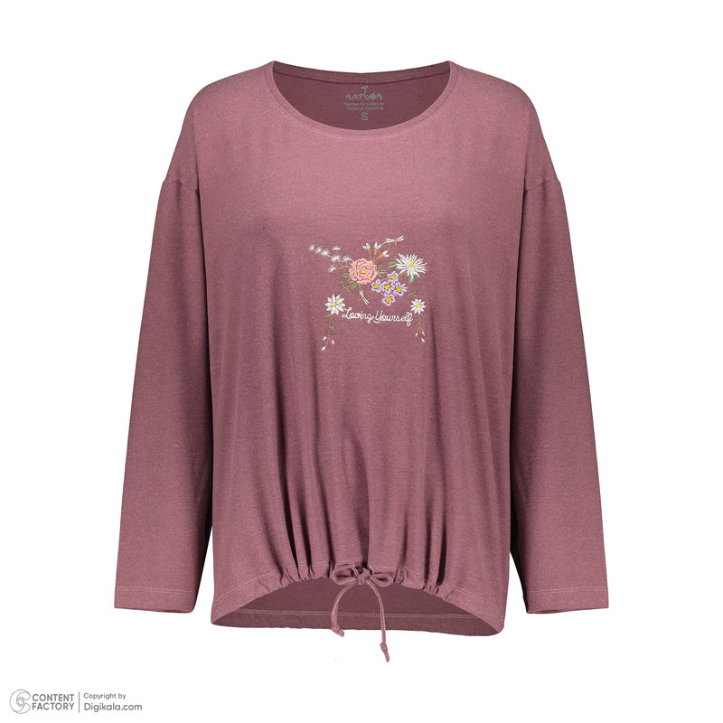 ست تی‌شرت آستین بلند و شلوار زنانه ناربن مدل 15211096 رنگ کالباسی