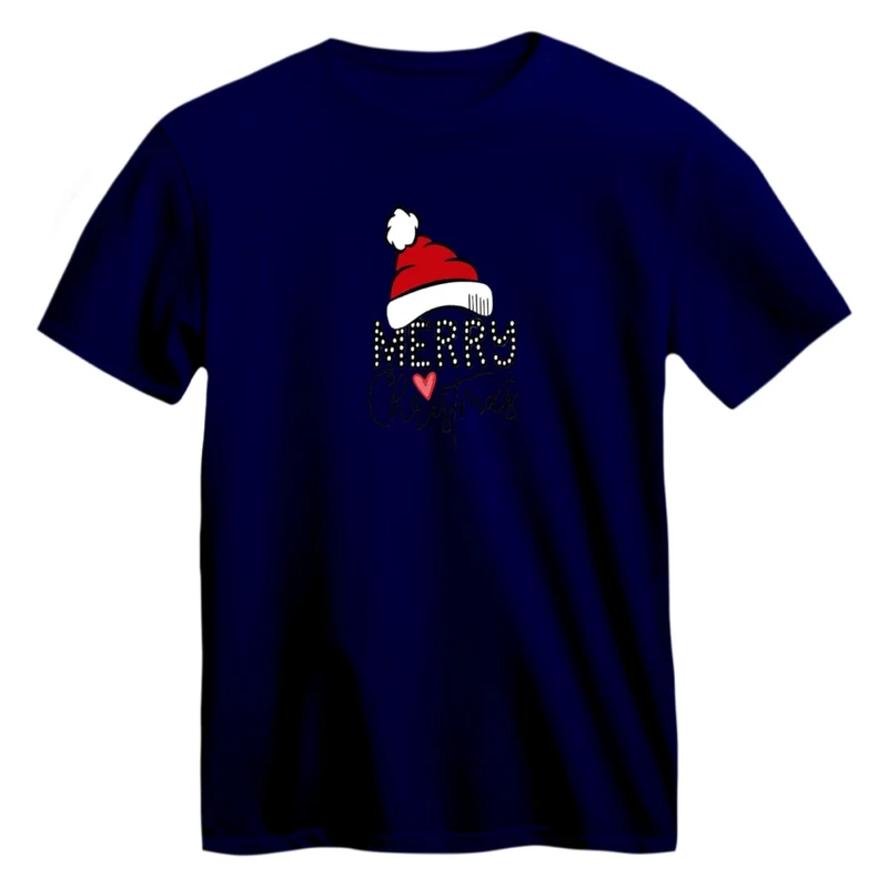 تی شرت آستین کوتاه زنانه مدل نوشته کریسمس کد 05