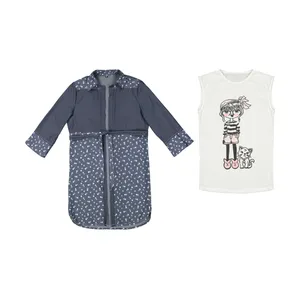 ست تونیک و مانتو دخترانه مدل خال خالی کد 1115