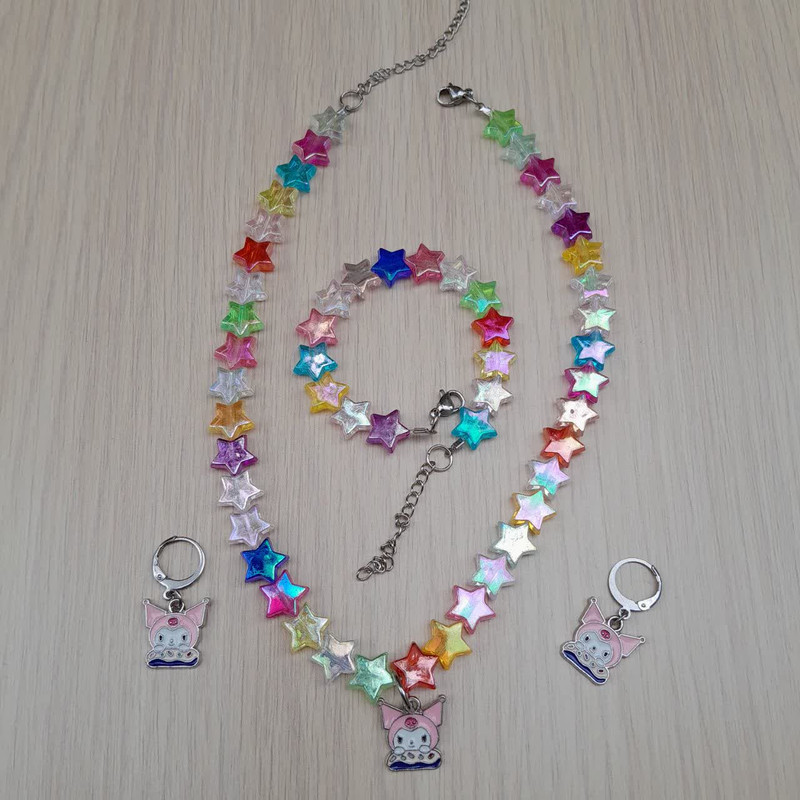 نیم ست دخترانه مدل مهره ای کرومی استار کد mah0361