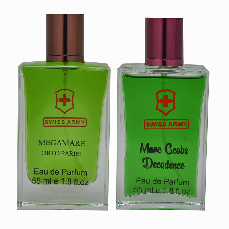 ادوپرفیوم زنانه سوئیس آرمی مدل مارک جاکوبز دکادنس حجم 55 میلی لیتر به همراه ادوپرفیوم مردانه مگاماره