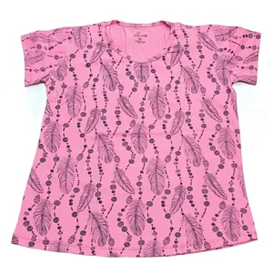 تی شرت آستین کوتاه زنانه مدل پنبه ای دریم کچر رنگ صورتی