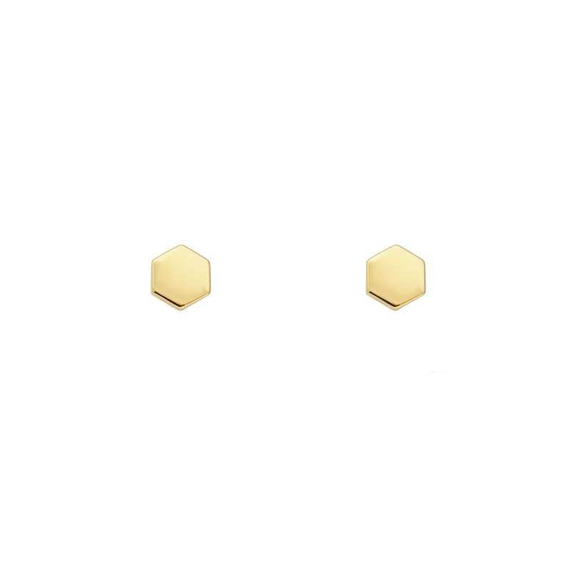 گوشواره طلا 18 عیار زنانه طلا و جواهر درریس مدل کلوت 6 ضلعی