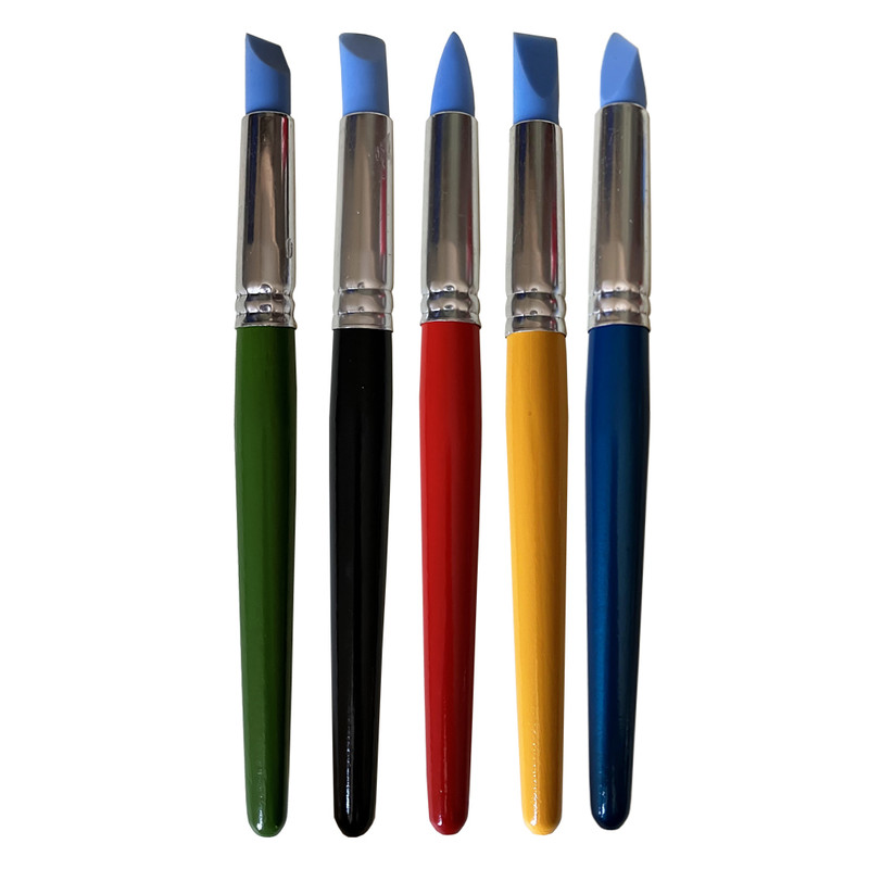 ابزار سفالگری مدل قلم سیلیکونی رنگین کمان بسته 5 عددی