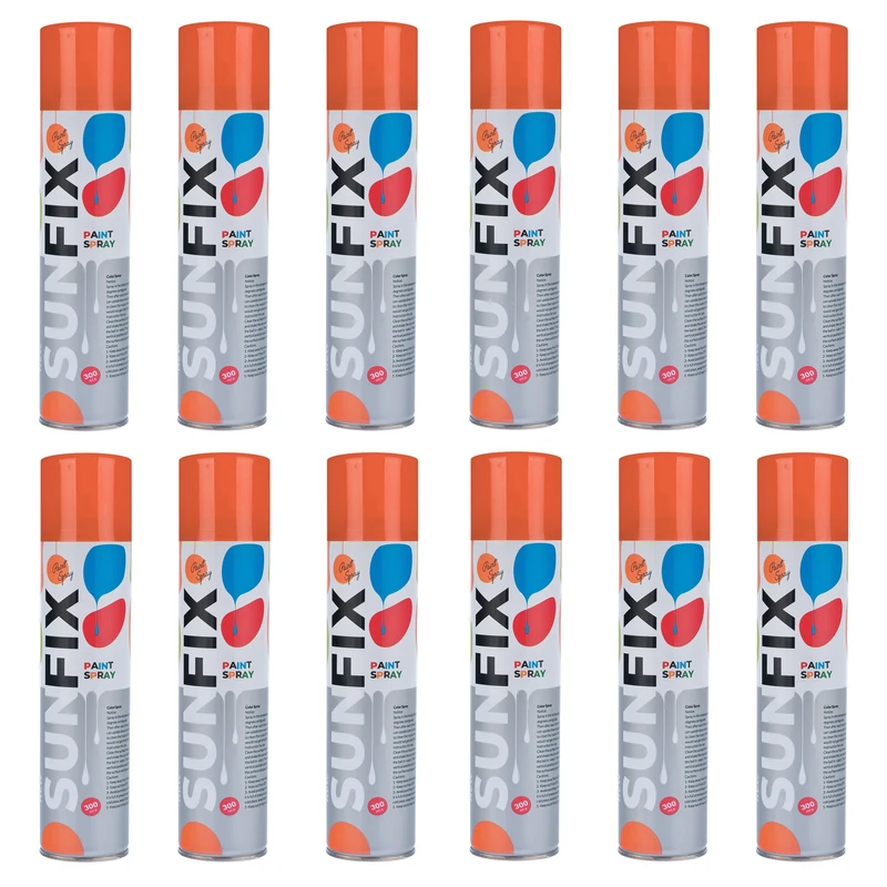 اسپری رنگ نارنجی  براق سانفیکس کد Shine-OR-300 حجم 300 میلی لیتر مجموعه 12 عددی