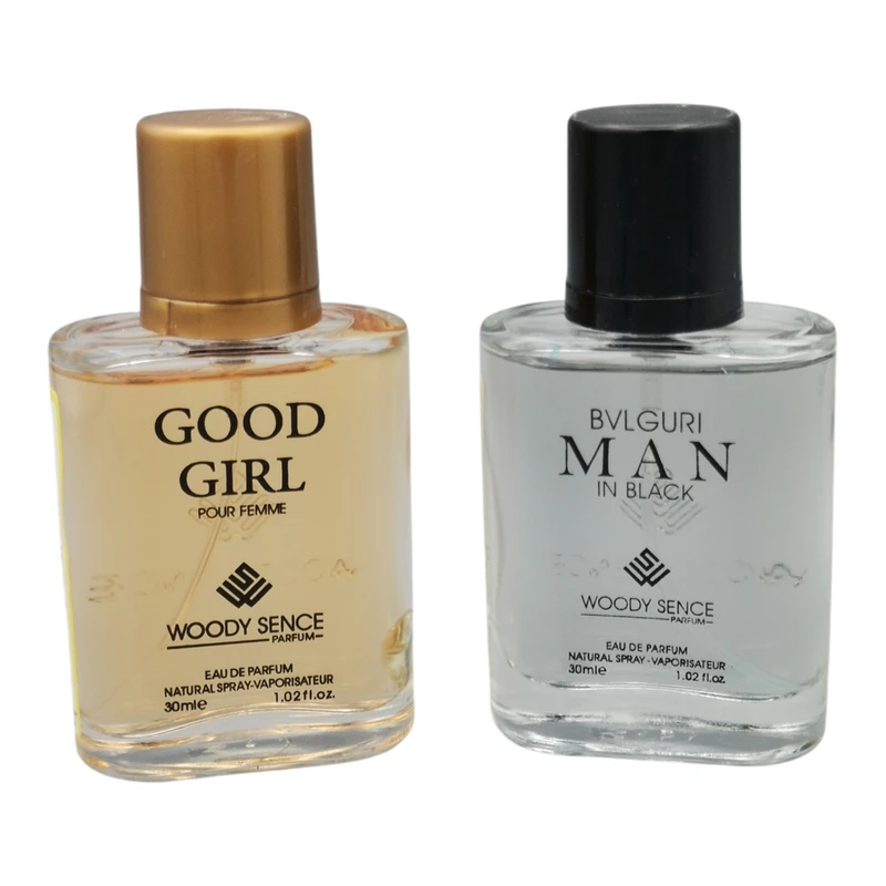 عطر جیبی مردانه وودی سنس مدل Man In Black حجم 30 میلی لیتر به همراه عطر جیبی وودی سنس مدل GOOD GIRL