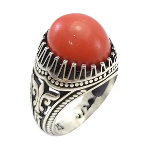 انگشتر نقره مردانه مدل مرجان چراغدار