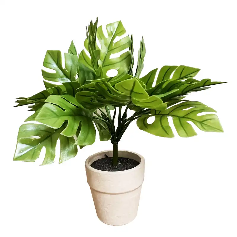 گلدان به همراه گل مصنوعی مدل برگ انجیری 2 کد3014