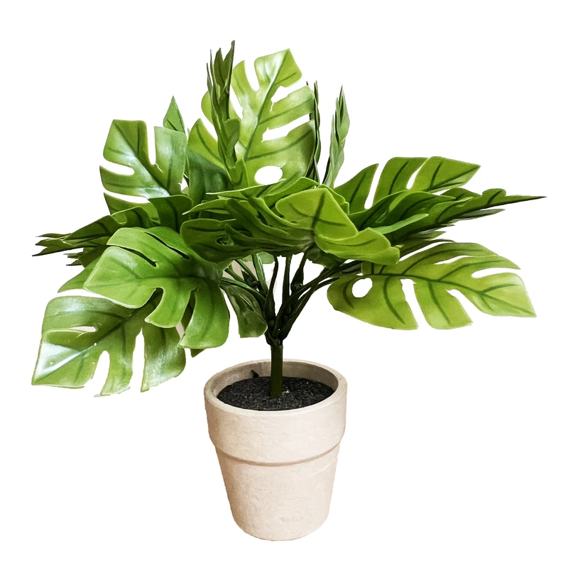 گلدان به همراه گل مصنوعی مدل برگ انجیری 2 کد3014