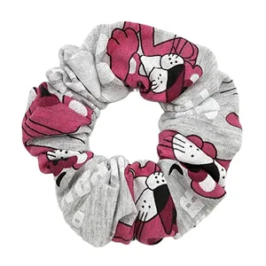 کش مو دخترانه مدل اسکرانچی طرح پلنگ صورتی كد KSH600