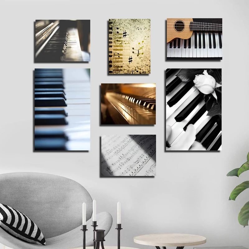 تابلو شاسی بکلیت طرح نت موسیقی و ساز پیانو مدل SH-3063 مجموعه 7 عددی