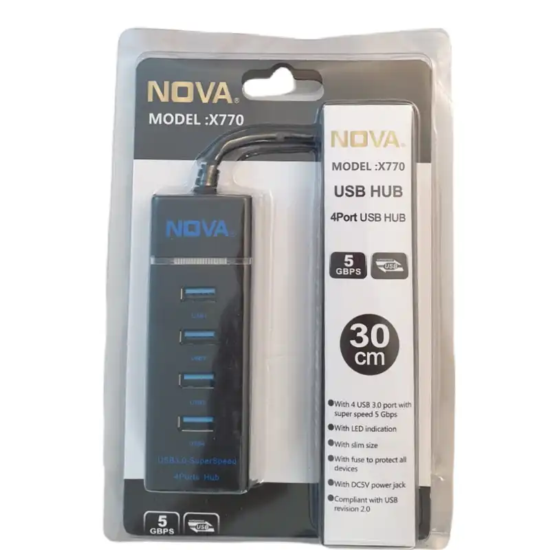 هاب چهار پورت USB3.0 نوا مدل X770