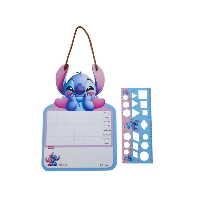 تخته وایت‌ برد مدل برنامه هفتگی طرح استیج  کد mn132 سایز 30x19 سانتی‌متر به همراه خط کش