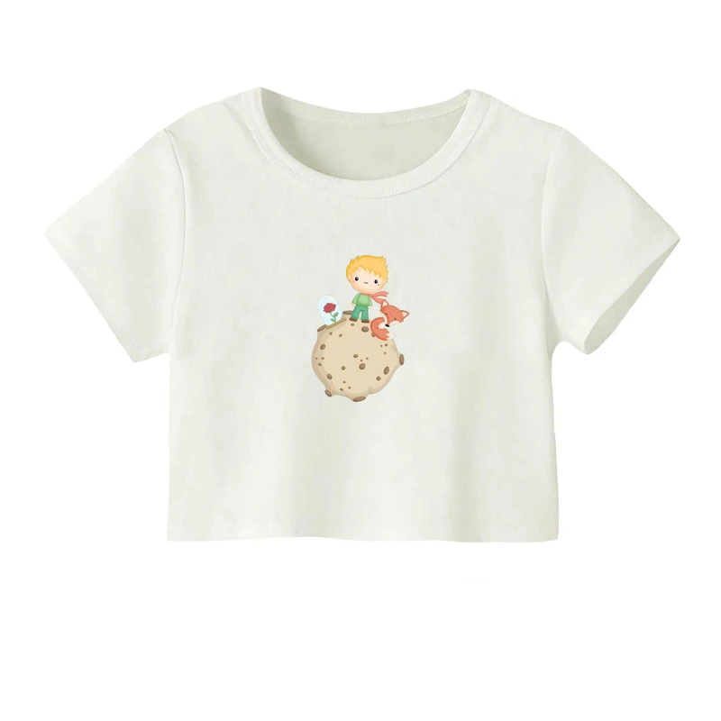 کراپ‌ تی‌شرت آستین کوتاه زنانه مدل شازده کوچولو کد1 1