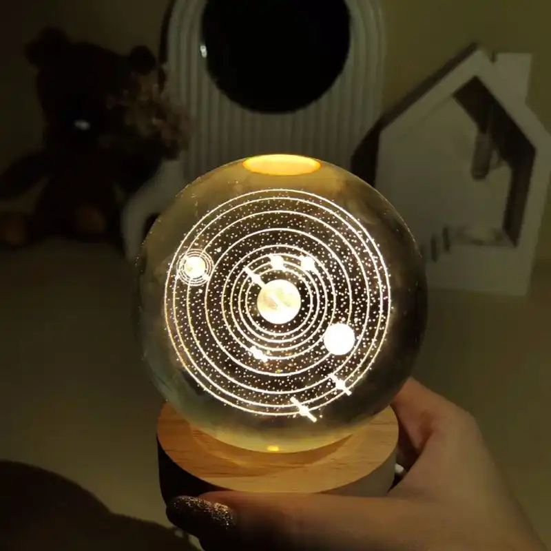 چراغ خواب مدل کریستالی طرح منظومه شمسی سه بعدی