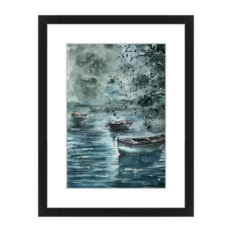 تابلو نقاشی آبرنگ به سبک انتزاعی طرح تفریح  کد 4698