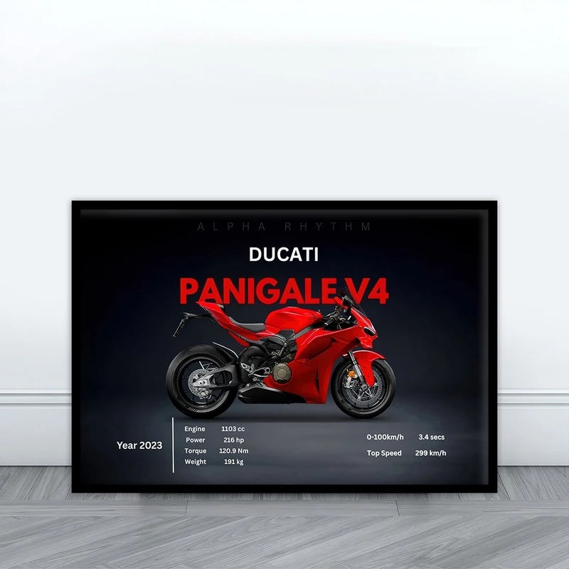 تابلو بکلیت طرح موتور دوکاتی پانیگال V4 مدل B-S10809 فریم مشکی