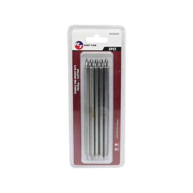 سری پیچ گوشتی یک سر چهارسو یک سر دو سو روبی تام مدل بیت خور کد YPB-PH2/8-10-150MM بسته 5 عددی