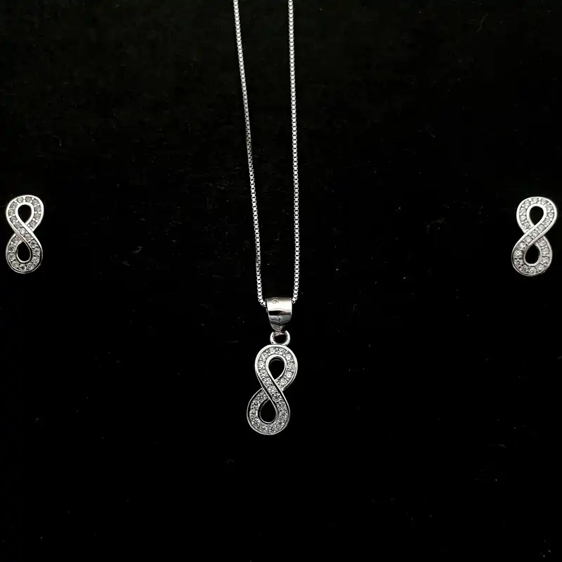 نیم ست نقره زنانه مدل بی نهایت کد A370