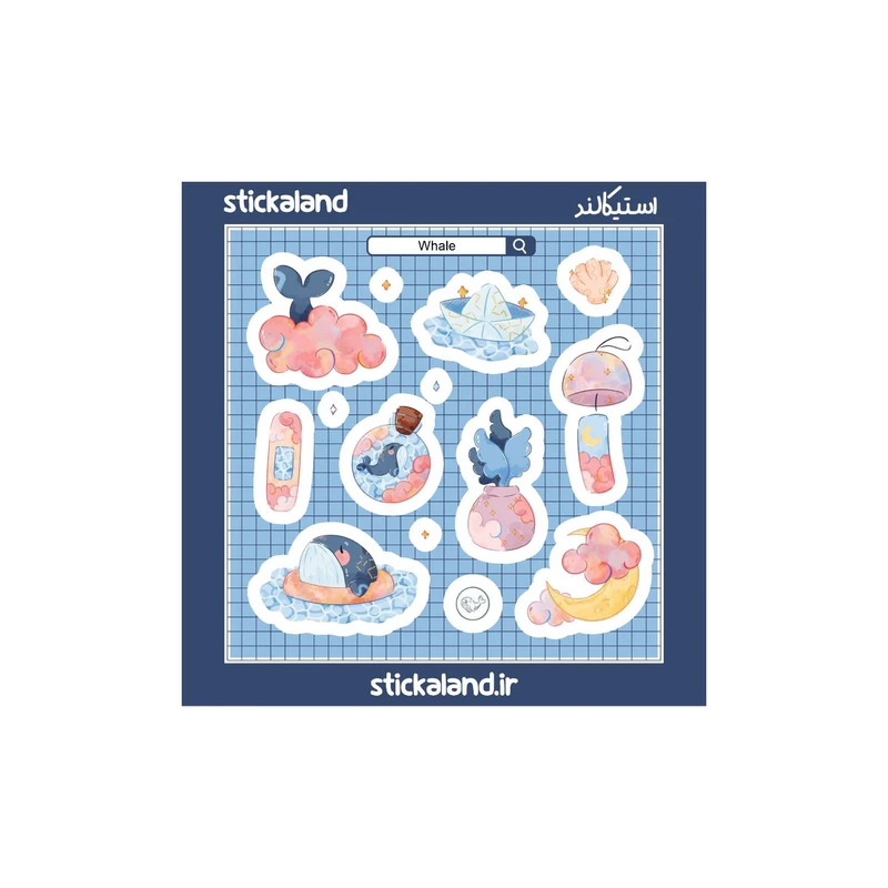 استیکر استیکالند مدل استیکرپک نهنگ و دریا کد 43657j