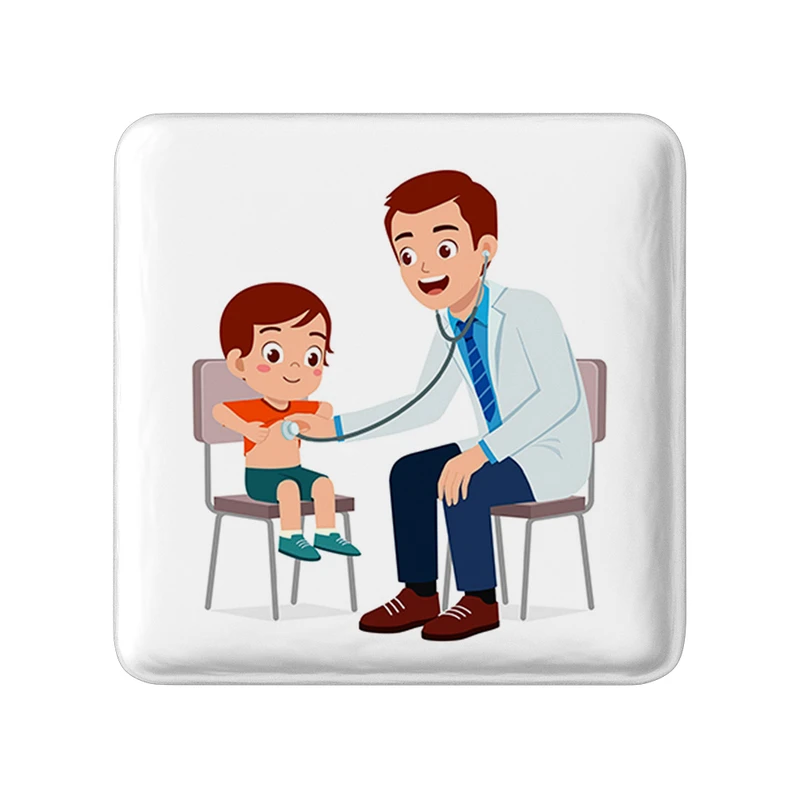 مگنت خندالو طرح پزشک و پرستار کودکانه مدل مربعی کد 36507