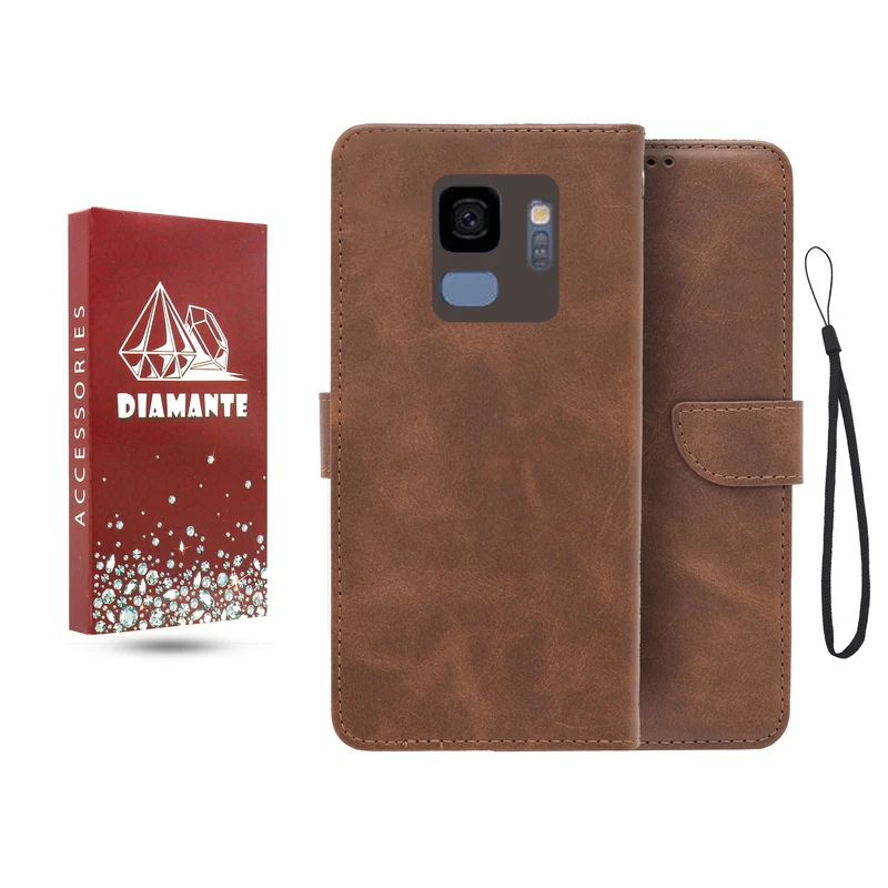 کیف کلاسوری دیامانته مدل جاکارتی بنددار مناسب برای گوشی موبایل سامسونگ Galaxy S9 به همراه بند آویز