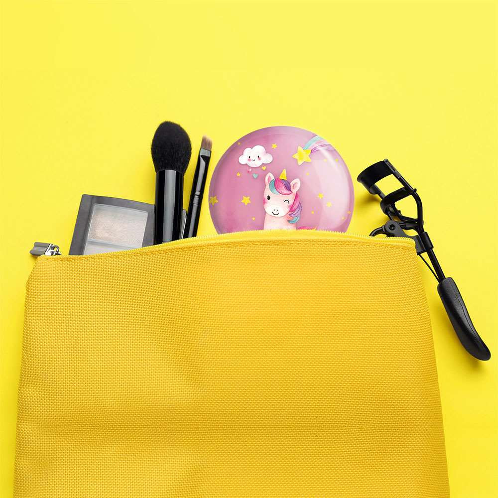 آینه جیبی خندالو طرح اسب تک شاخ یونیکورن  کد 3843