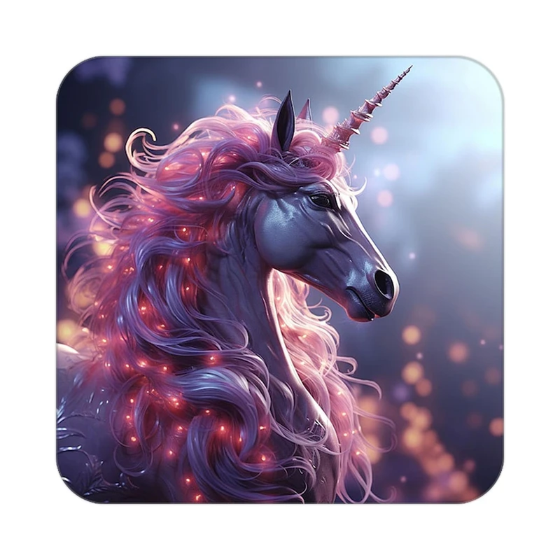 زیر لیوانی کاکتی طرح اسب تک شاخ و یونیکورن مدل mp31764