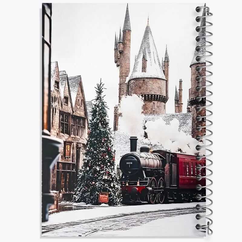 دفتر ژورنال نویسی 50 برگ خندالو مدل نقطه ای طرح قطار شهر برفی کد F7354