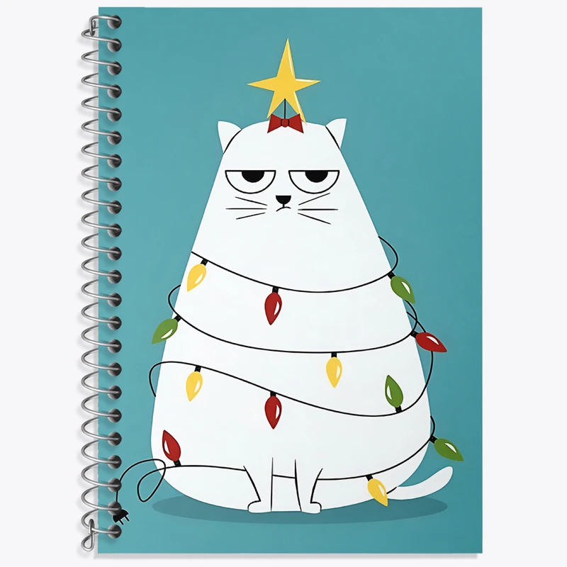 دفتر زبان 50 برگ خندالو مدل دو خط طرح گربه پوکر فیس کد N5688