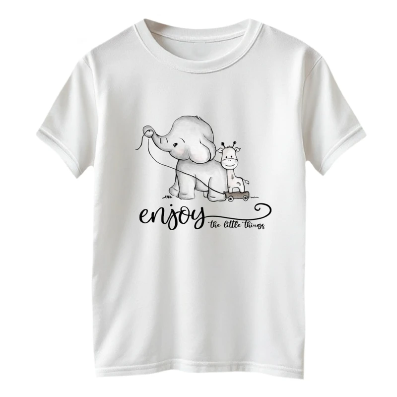 تی شرت آستین کوتاه بچگانه مدل فیل و زرافه