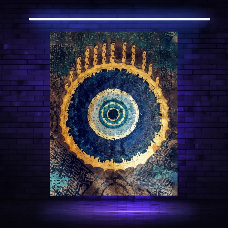 پوستر پارچه ای مدل بک دراپ بلک لایت چشم زخم کد BK23039