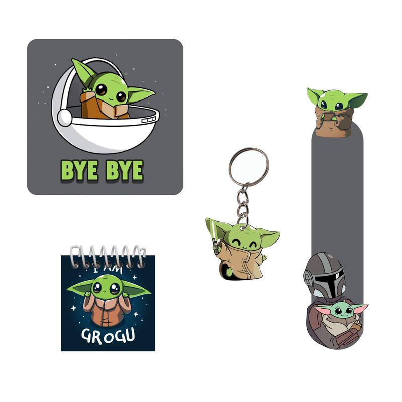 بسته لوازم تحریر مدل  4 تکه چوبی طرح بیبی یودا کد1 مجموعه 6 عددی