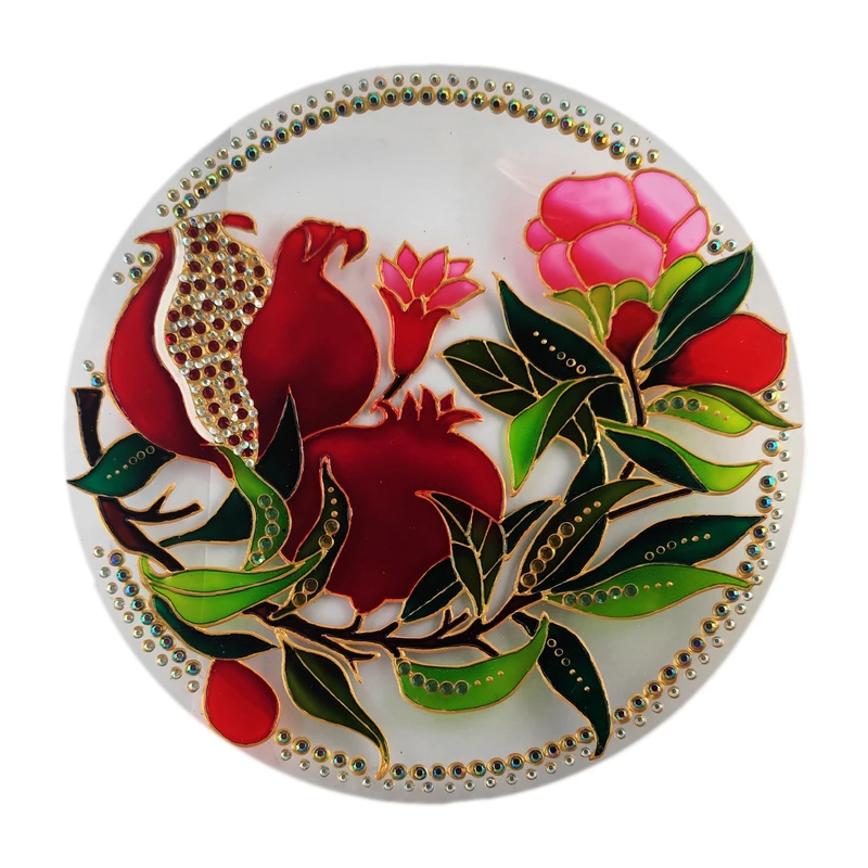 بشقاب دیوارکوب ویترای طرح انار مدل نگین کوبی