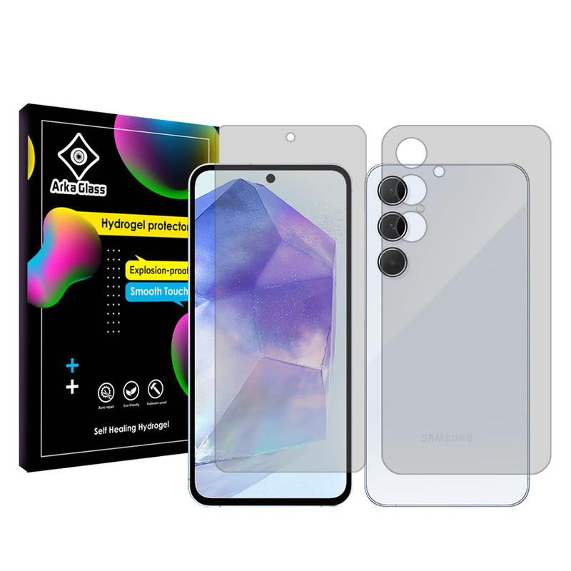 محافظ صفحه نمایش شفاف آرکا گلس مدل Tough مناسب برای گوشی موبایل سامسونگ Galaxy A55 5G به همراه محافظ پشت گوشی