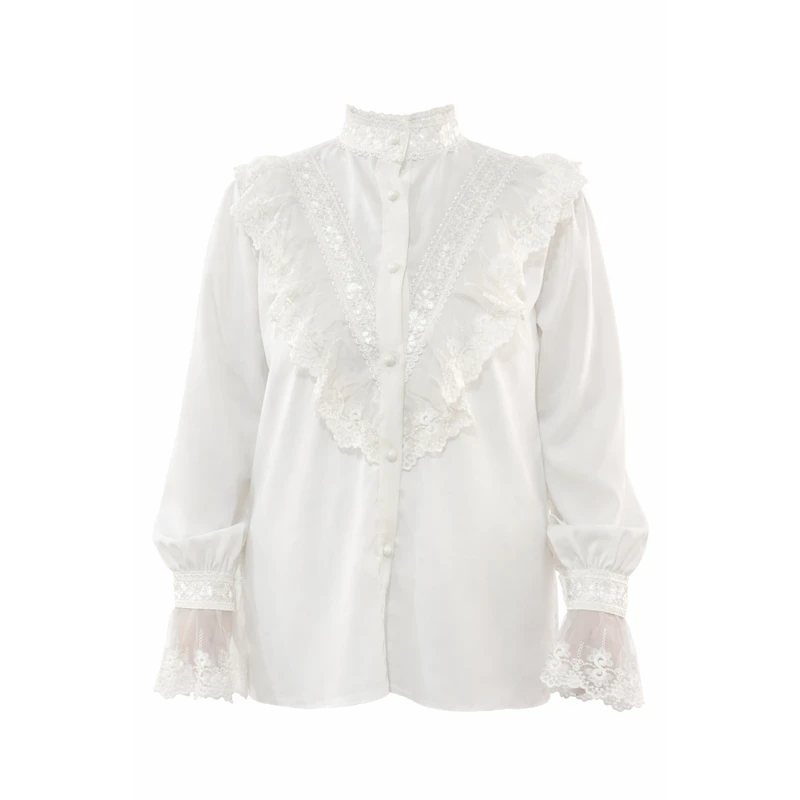 شومیز آستین بلند یقه ایستاده زنانه مدل ساحل